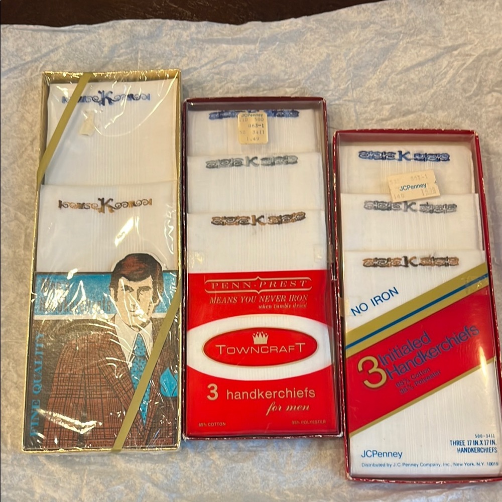 Towncraft And JcPenny Men's White Handkerchiefs- Three Boxed Sets